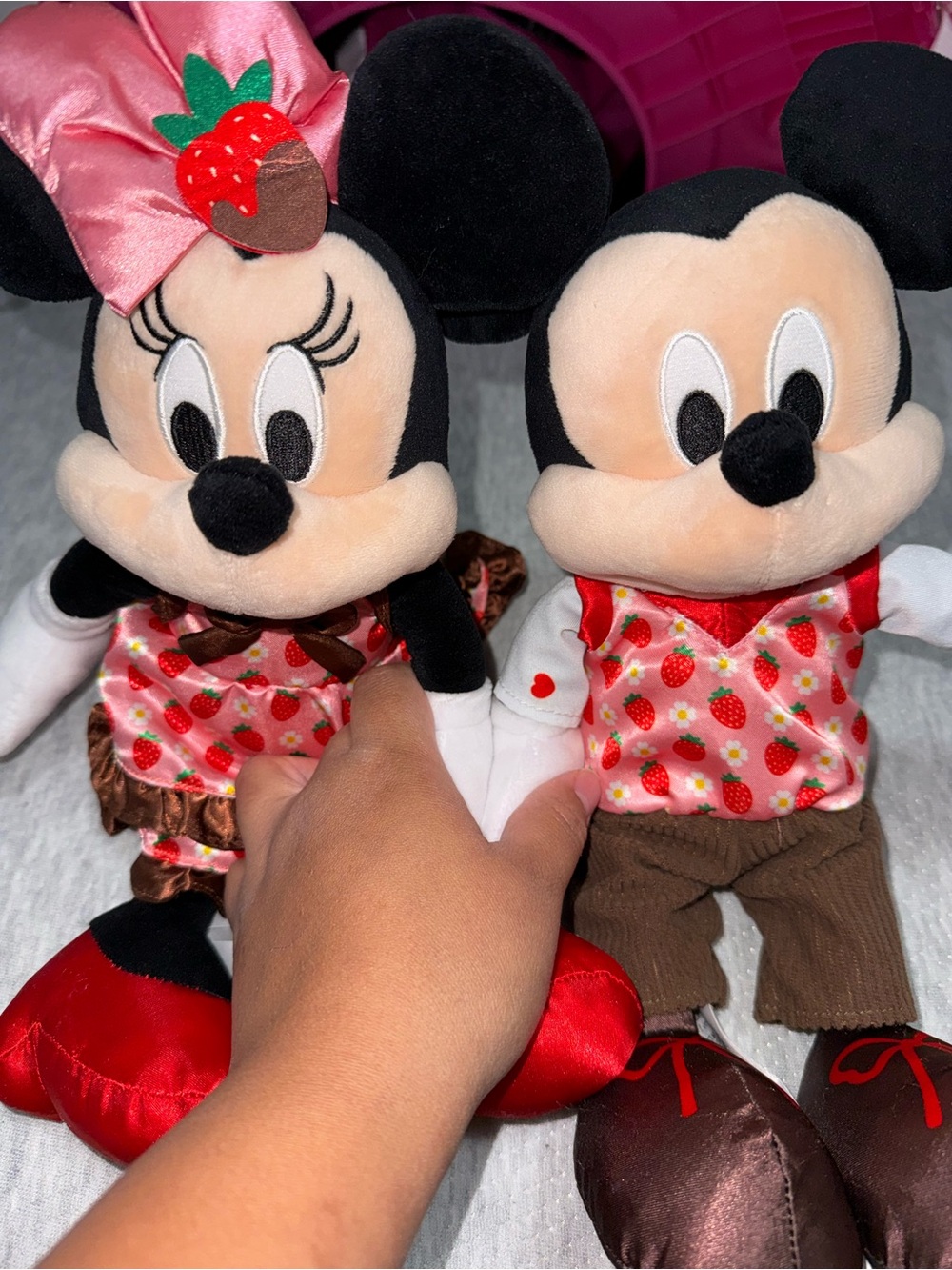 Authentic Disney Parks Strawberry Minnie & Mickey Mouse Plush Set – 10”